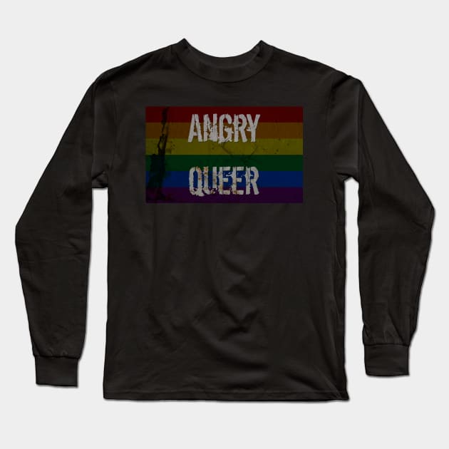 Angry Rainbow Queer Long Sleeve T-Shirt by Caliel